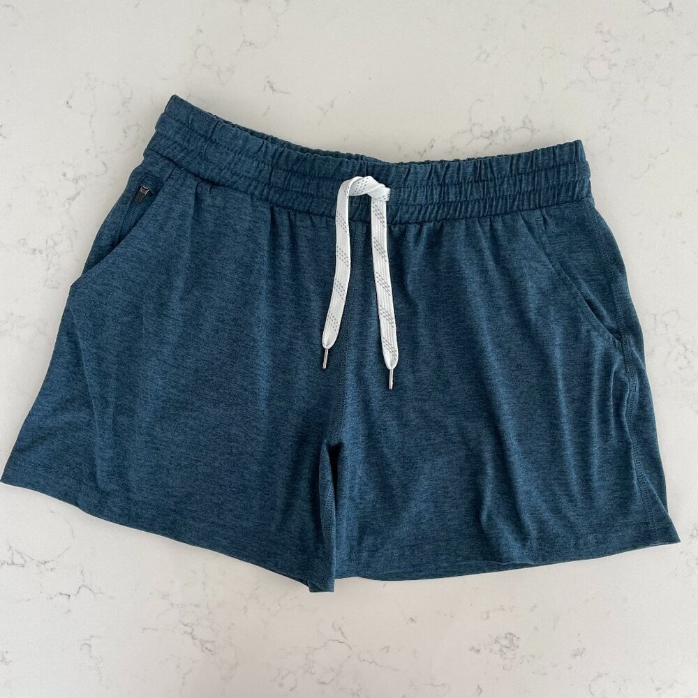 Pacific Trail Casual Elasticized Waist w Drawcord Poly Shorts Teal Blue Sz S